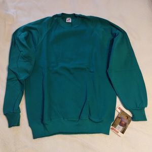 vintage jerzees sweatshirt blank new with tags large USA Teal Green